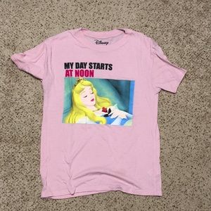 Sleeping Beauty Aurora “My Day Starts at Noon” pink t shirt
